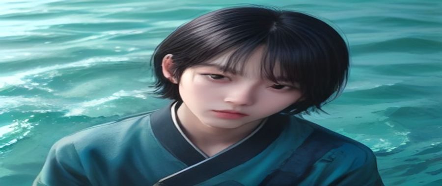 韩国Webtoon漫画平台界面示意图，展示竖屏滚动格式的漫画阅读体验，手机屏幕上显示精致的漫画画面，背景为现代感科技蓝调
